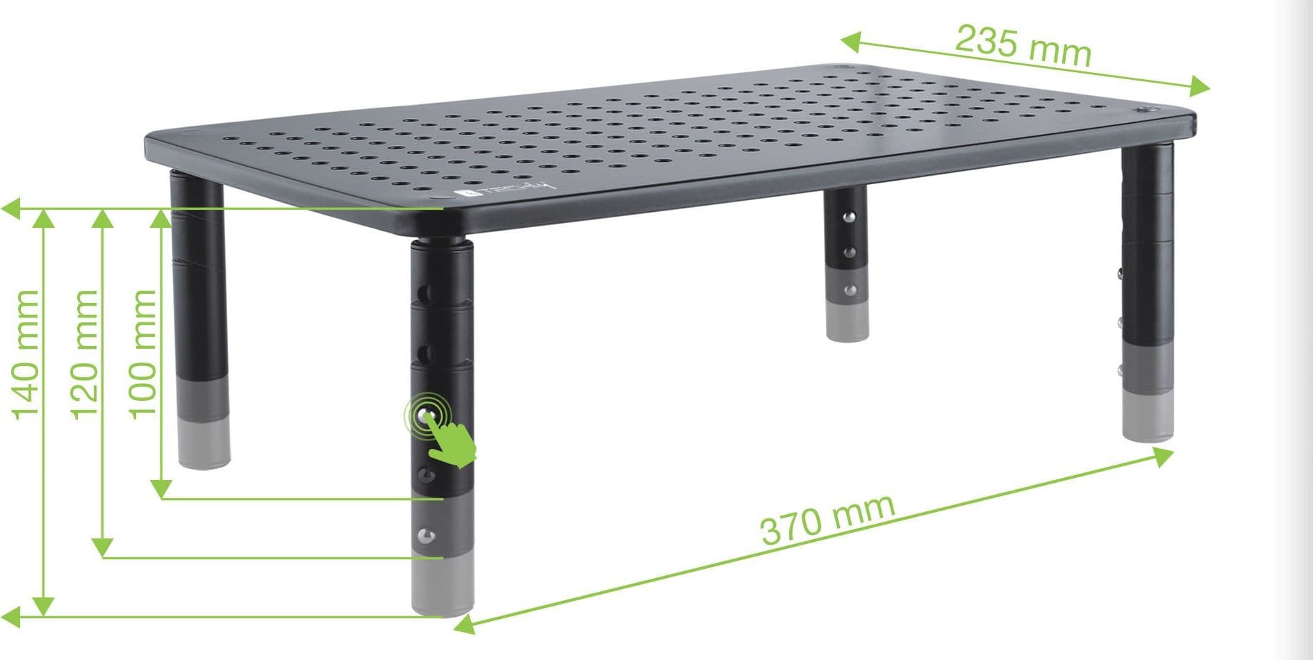 Supporto per Monitor Ergonomico Regolabile con 3 Altezze in Metallo Nero - 19