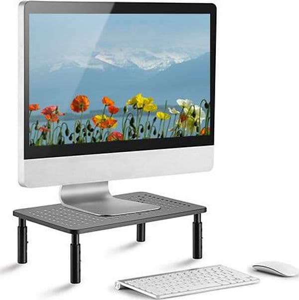 Supporto per Monitor Ergonomico Regolabile con 3 Altezze in Metallo Nero - 5