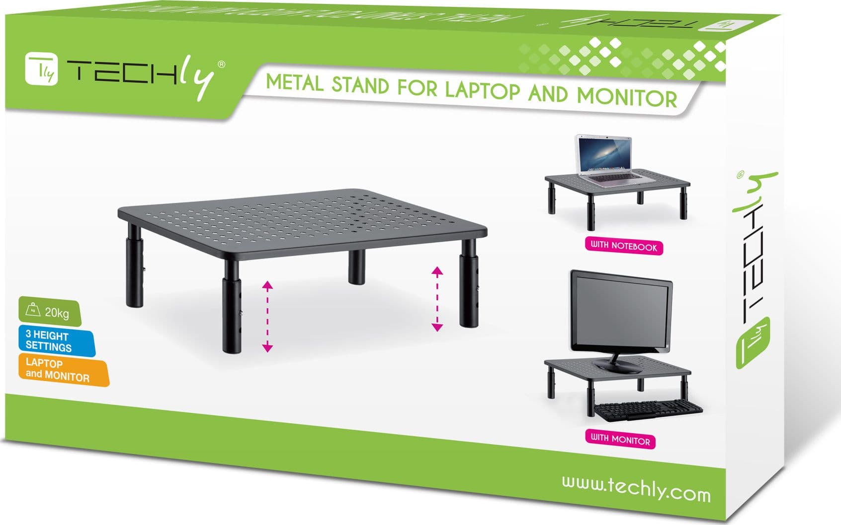 Supporto per Monitor Ergonomico Regolabile con 3 Altezze in Metallo Nero - 9
