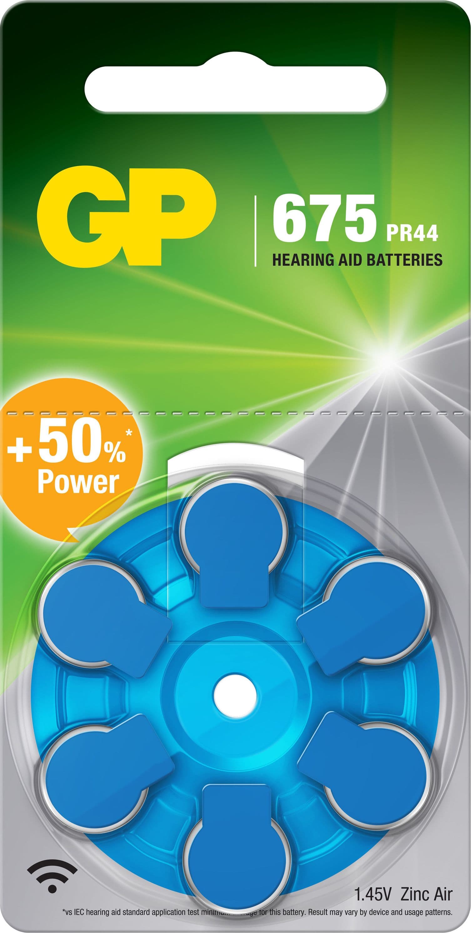 Blister 6 Batterie a Bottone PR44 ZA675 AC675 DA675 per Protesi Acustiche - 6