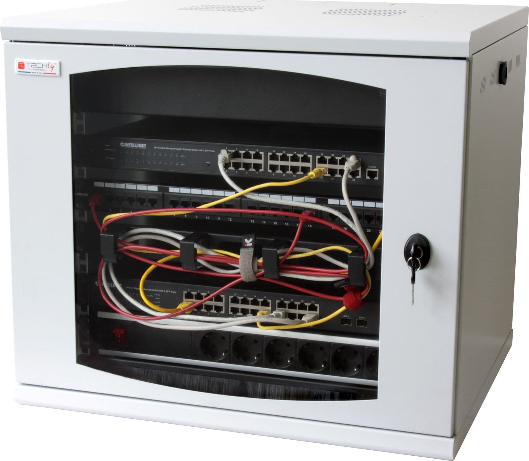 Armadio Rack 19'' a muro 13 unit&agrave sezione unica prof. 500mm Grigio - 12