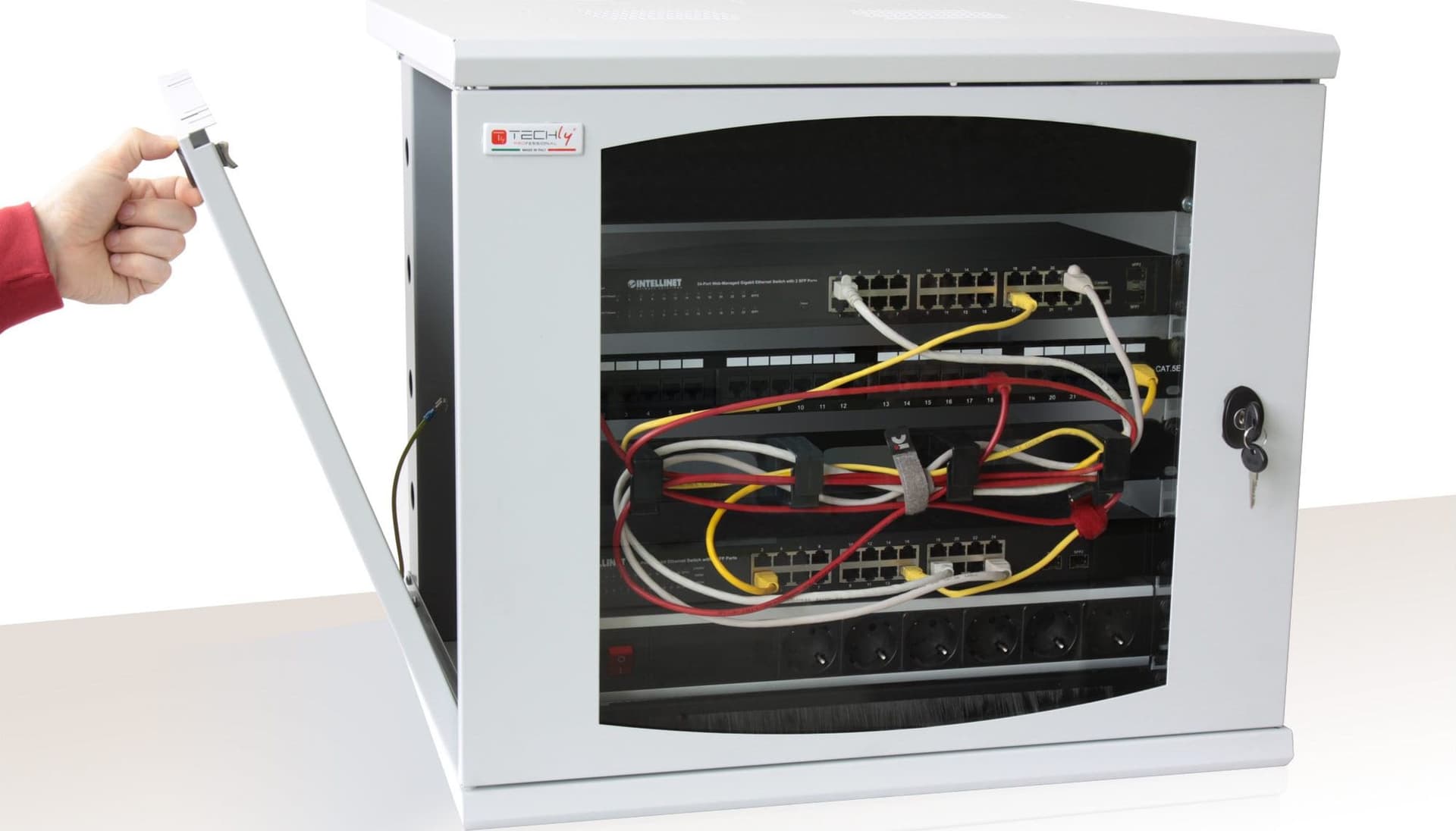 Armadio Rack 19'' a muro 13 unit&agrave sezione unica prof. 500mm Grigio - 13