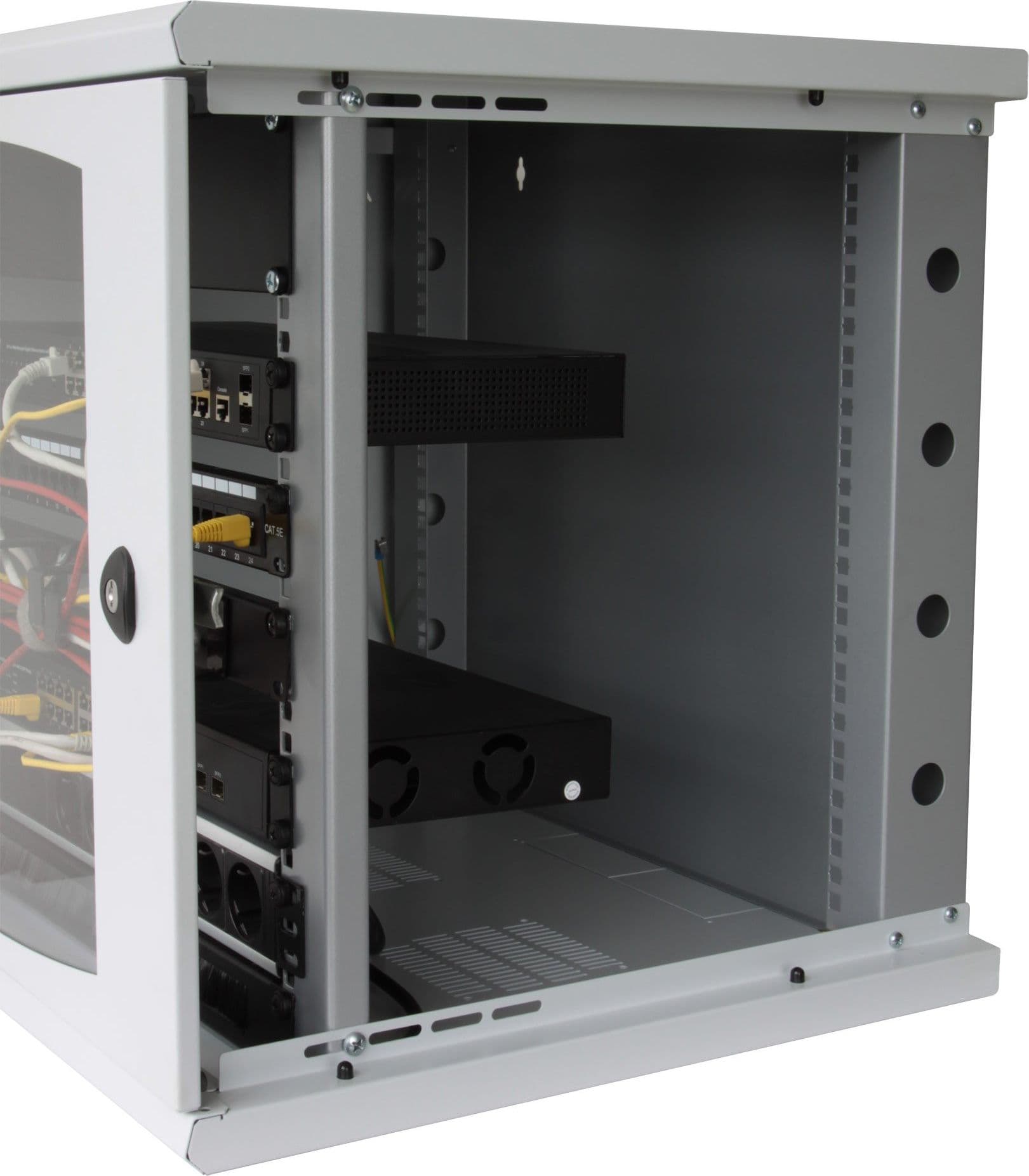 Armadio Rack 19'' a muro 13 unit&agrave sezione unica prof. 500mm Grigio - 4
