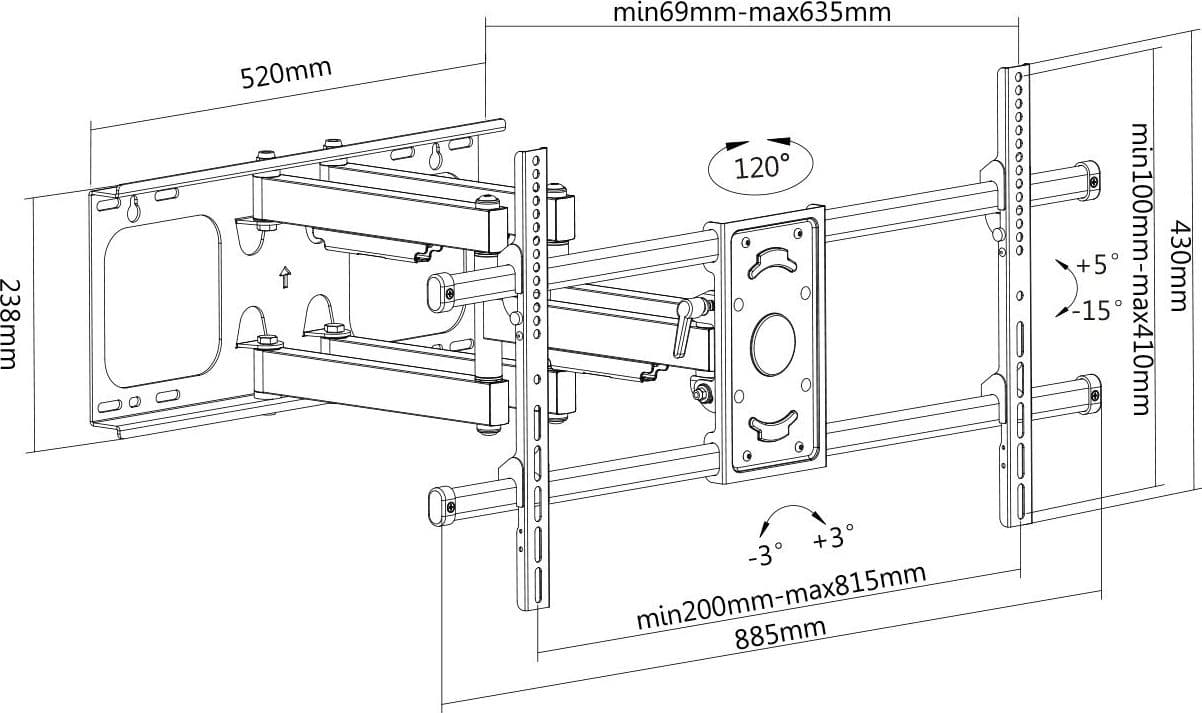 Staffa a Muro per TV LCD 37-90'' Full-Motion - 3