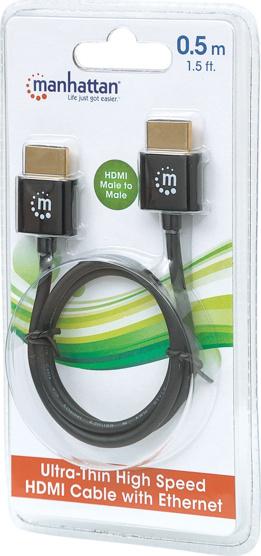 Cavo HDMI&trade High Speed con Ethernet Ultra Sottile 0,5m - 18