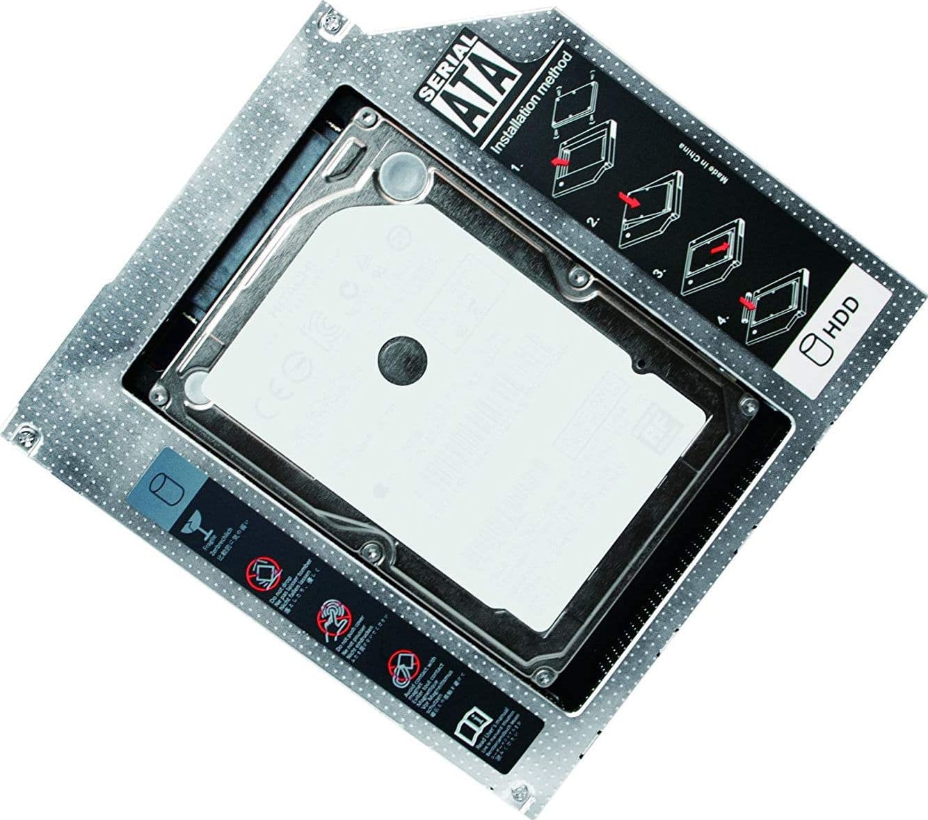 Adattatore SATA HDD Caddy per HDD/SSD da 9,5mm Nero