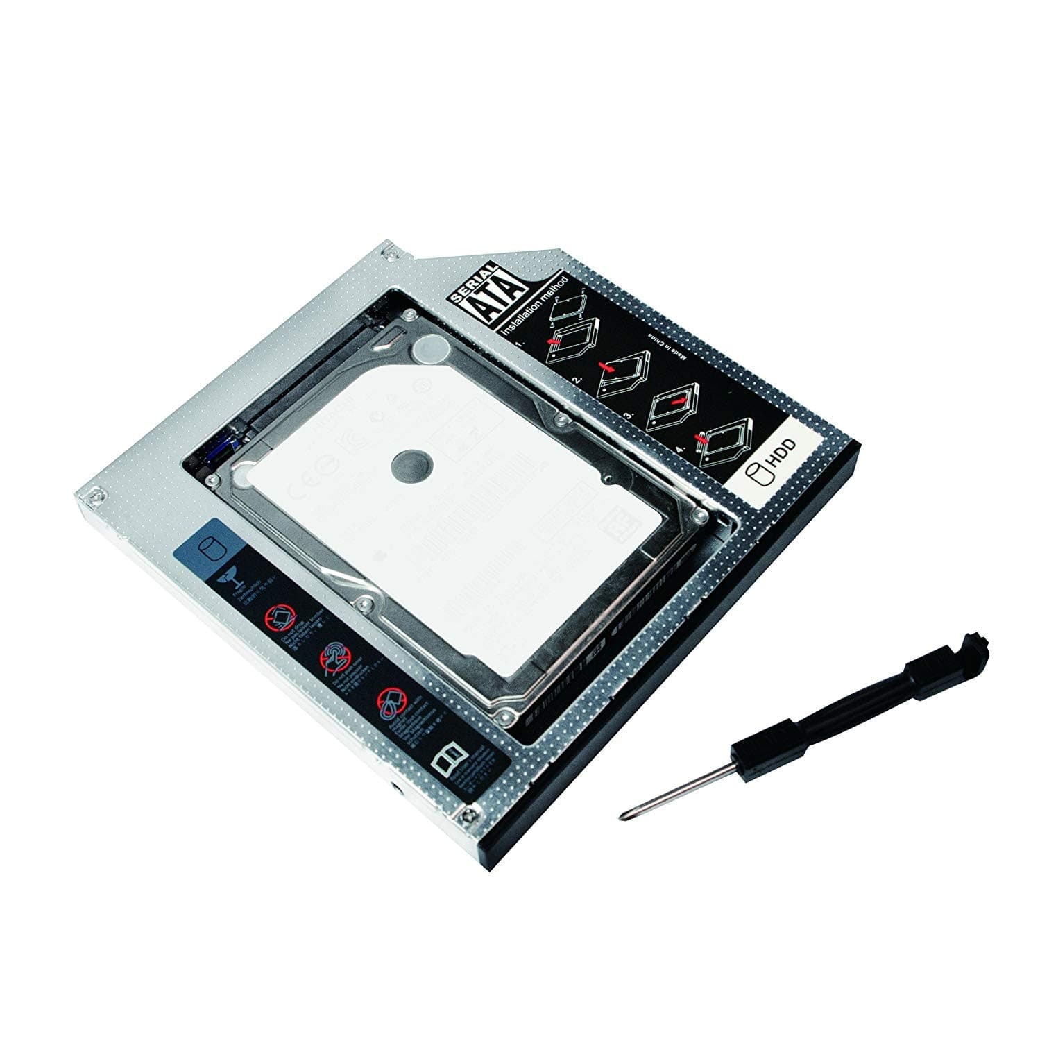 Adattatore SATA HDD Caddy per HDD/SSD da 9,5mm Nero - 4