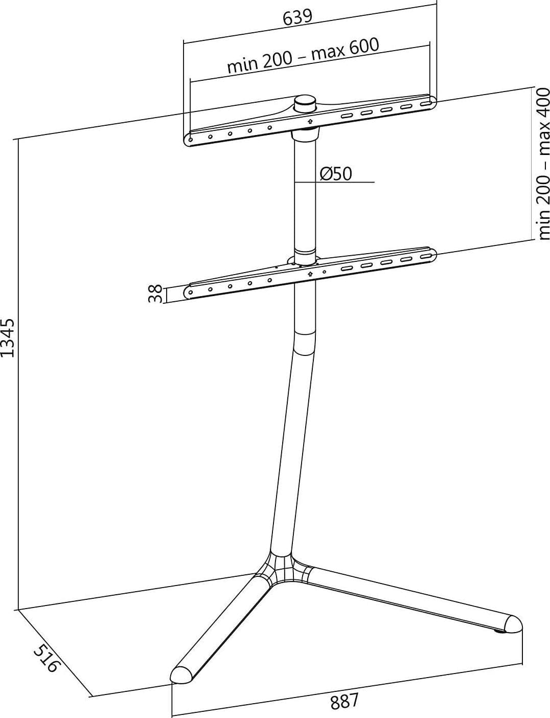 Supporto a Pavimento per TV/LCD/LED/Plasma 49-70'' Base a V Cromato - 3