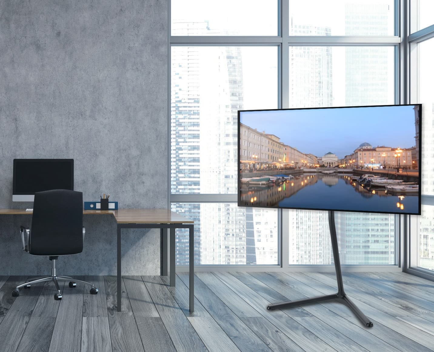 Supporto a Pavimento per TV/LCD/LED/Plasma 49-70'' Base a V Cromato - 5