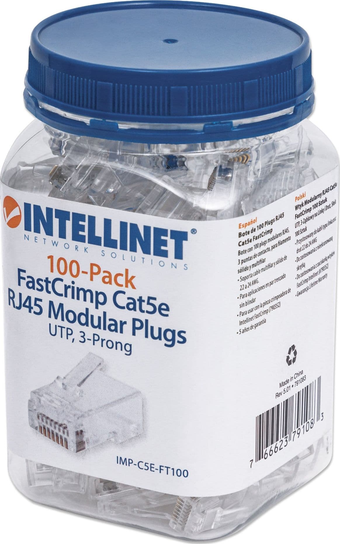 Confezione 100 Plug modulari RJ45 Passanti Cat5e FastCrimp - 11