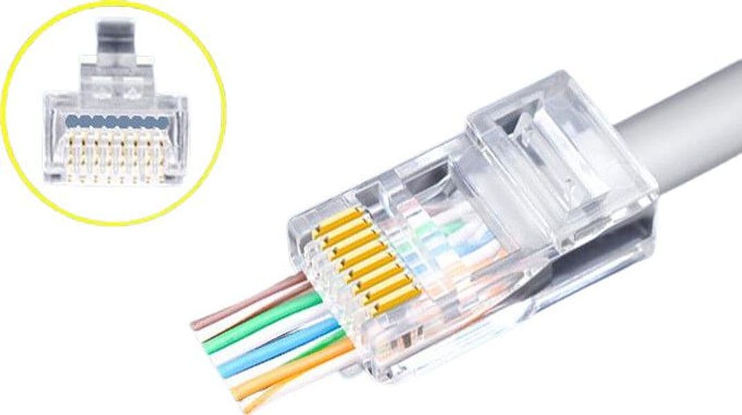 Confezione 100 Plug modulari RJ45 Passanti Cat5e FastCrimp - 8