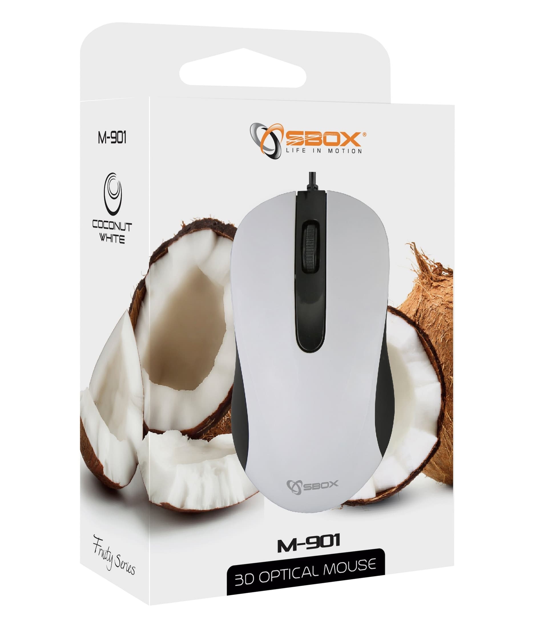 Mouse Ottico USB 1000 Dpi 3D Bianco, M-901