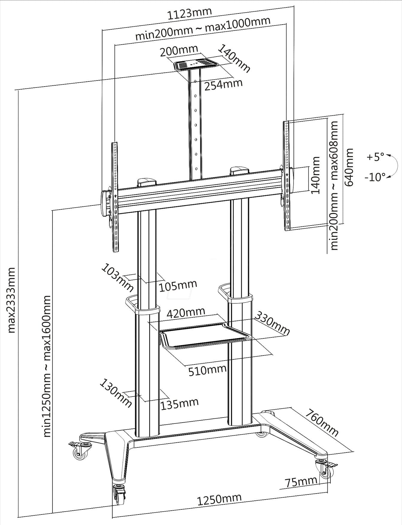 Supporto da Pavimento per TV da 70'' a 120'' Bianco - 3