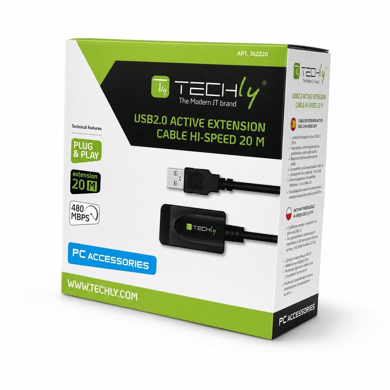 Cavo Prolunga Attivo Extender USB Hi Speed Estensore di Segnale 20m Nero - 22