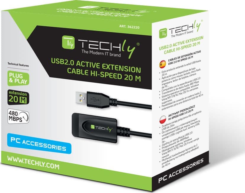Cavo Prolunga Attivo Extender USB Hi Speed Estensore di Segnale 20m Nero - 8