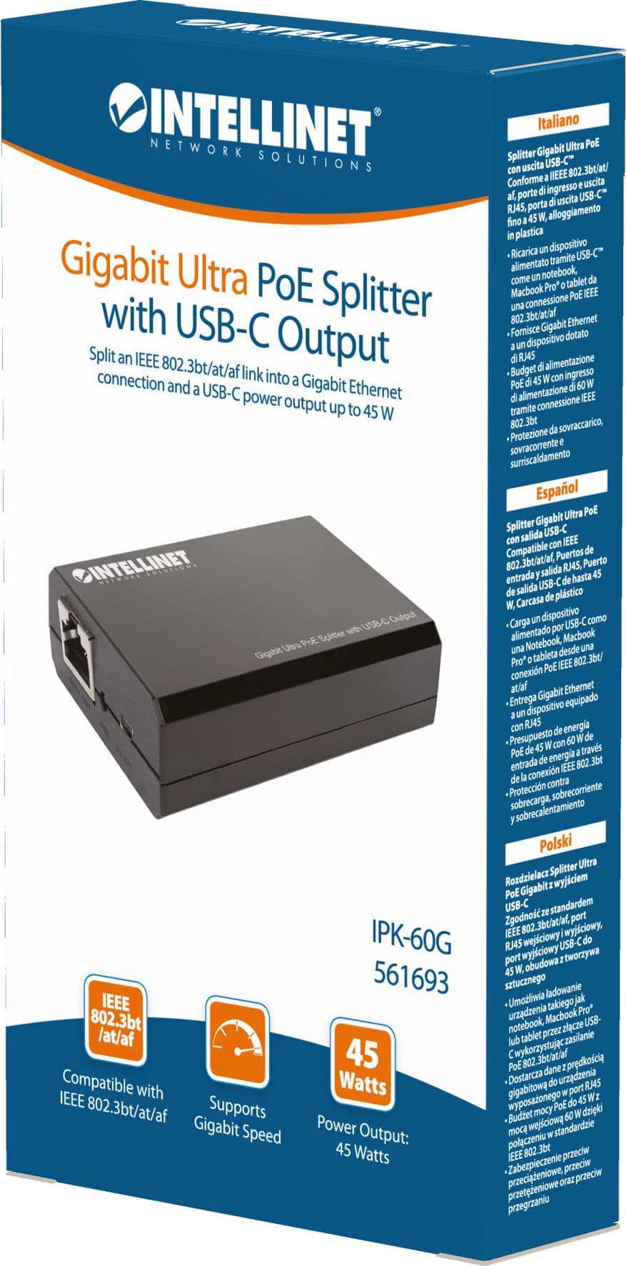 Splitter Gigabit Ultra PoE con uscita USB-C&trade - 6