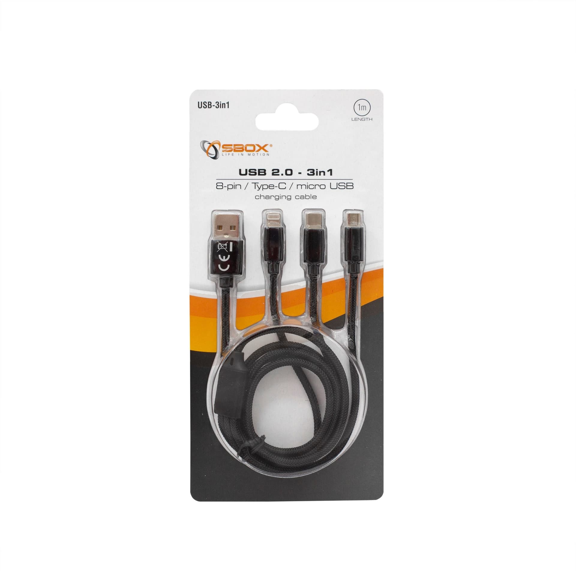 Multi Cavo di Ricarica da USB tipo A a USB-C&trade MicroUSB e 8-pin 1m Nero - 3