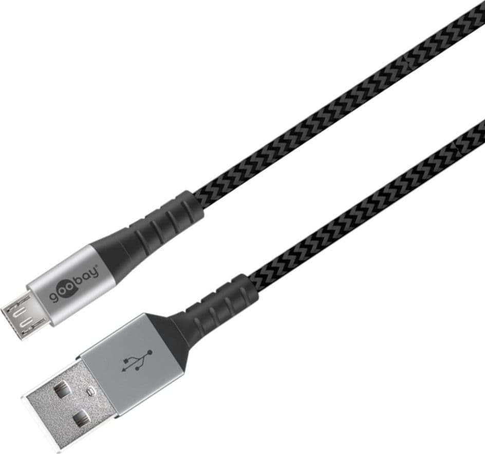 Cavo Micro USB Guaina Intrecciata USB2.0 A M/MicroB M 1m Nero/Silver - 2