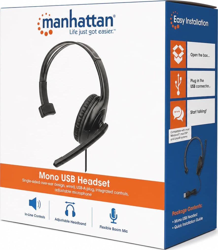Cuffie Mono USB con Microfono Flessibile - 18