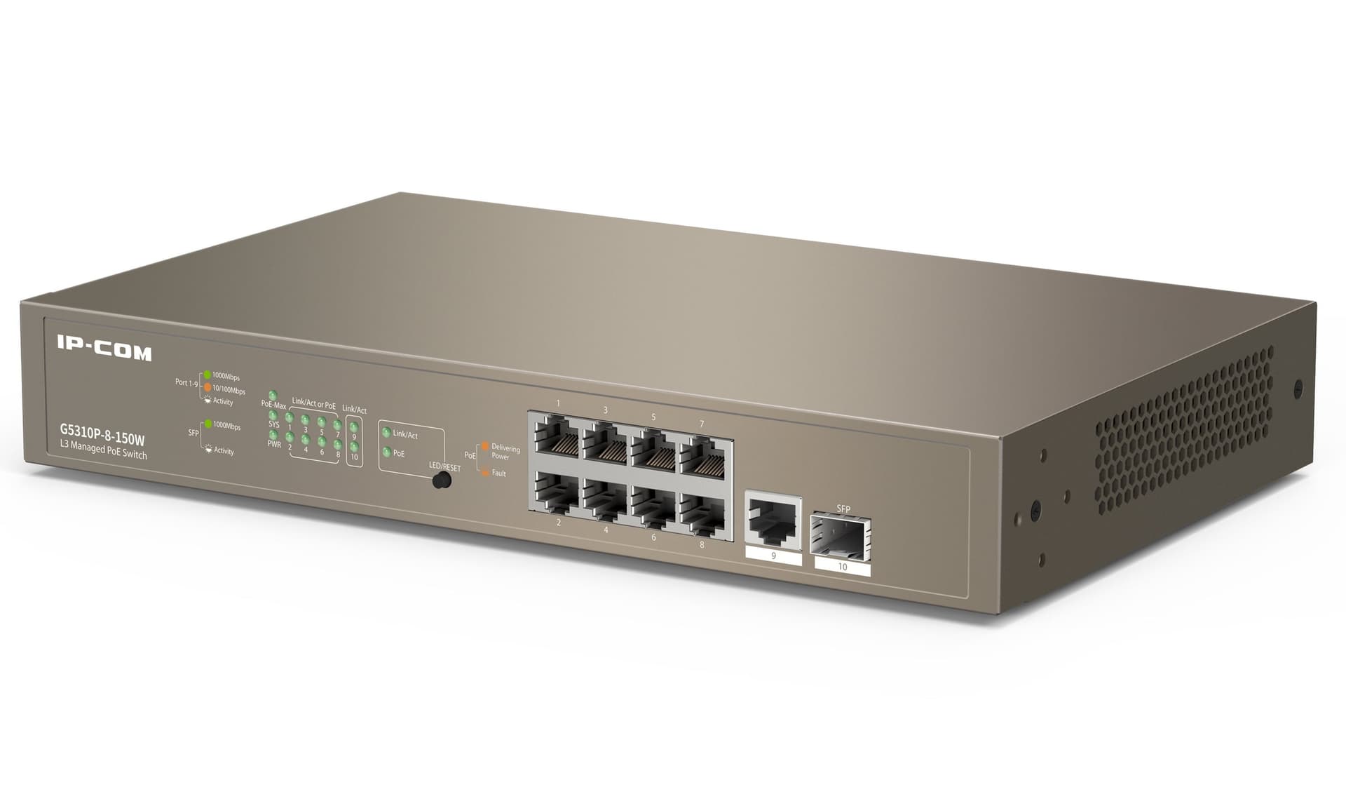 Switch Managed Ethernet Layer 3 Cloud PoE 9p Gigabit 1 SFP 130W, G5310P-8-150W - 11