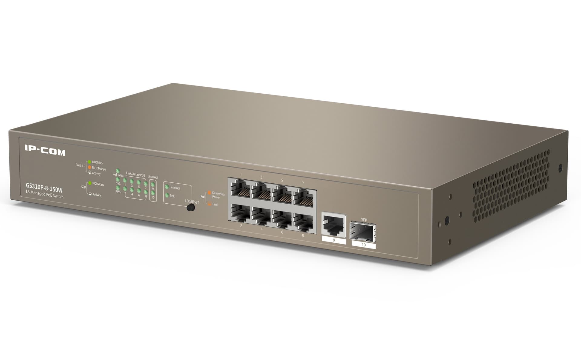 Switch Managed Ethernet Layer 3 Cloud PoE 9p Gigabit 1 SFP 130W, G5310P-8-150W - 8