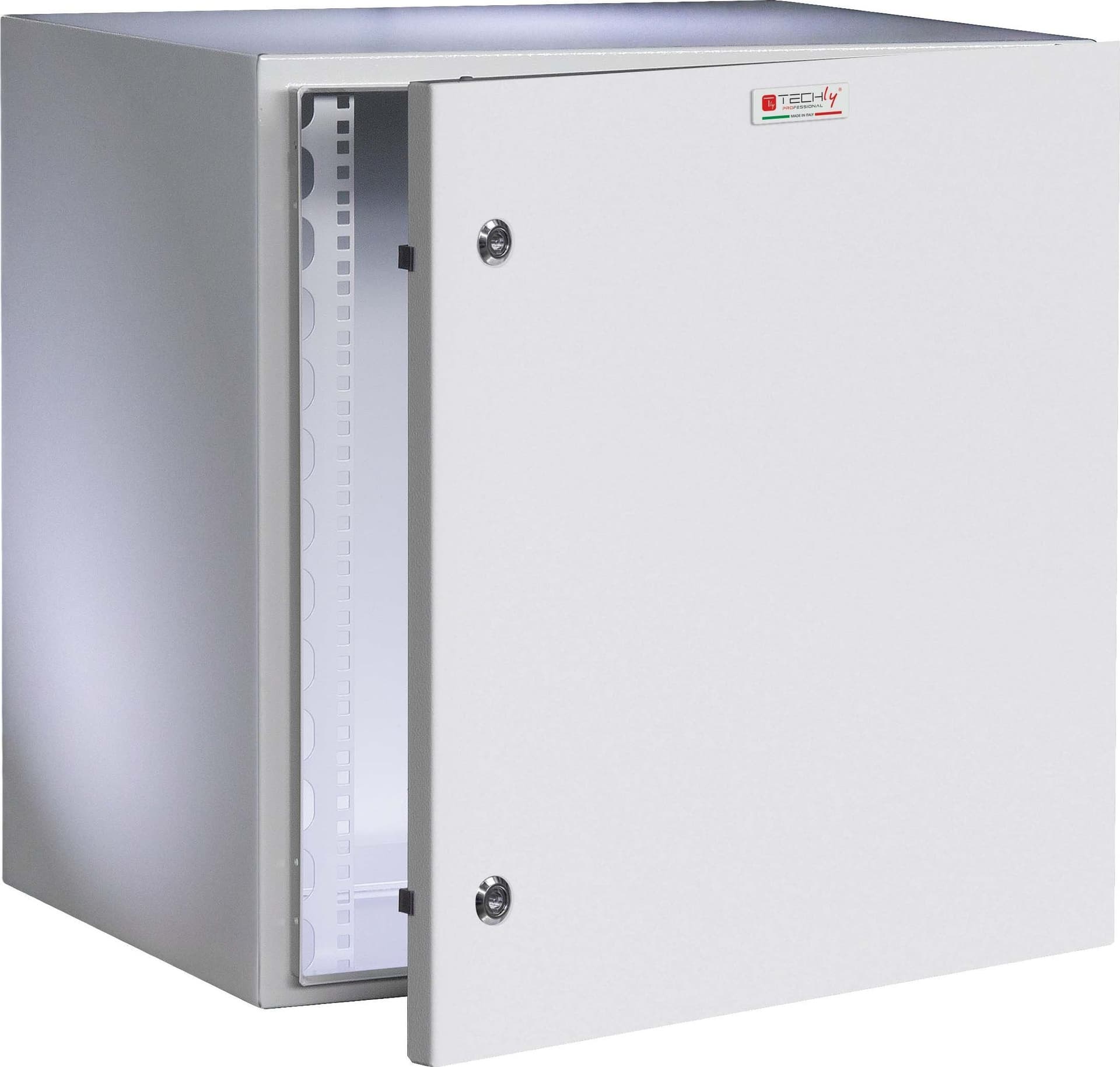 Armadio Rack 19'' a muro 10U grigio IP65 porta cieca prof. 400 mm