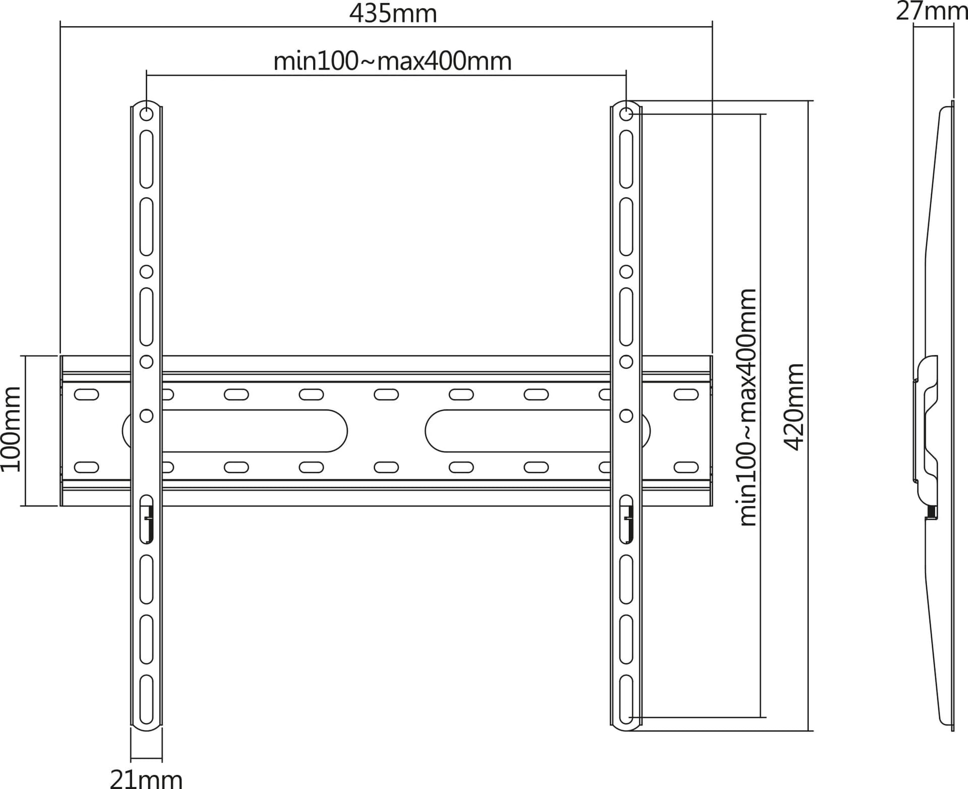 Staffa a Muro Fissa Low-Profile per TV 32-55'' - 23