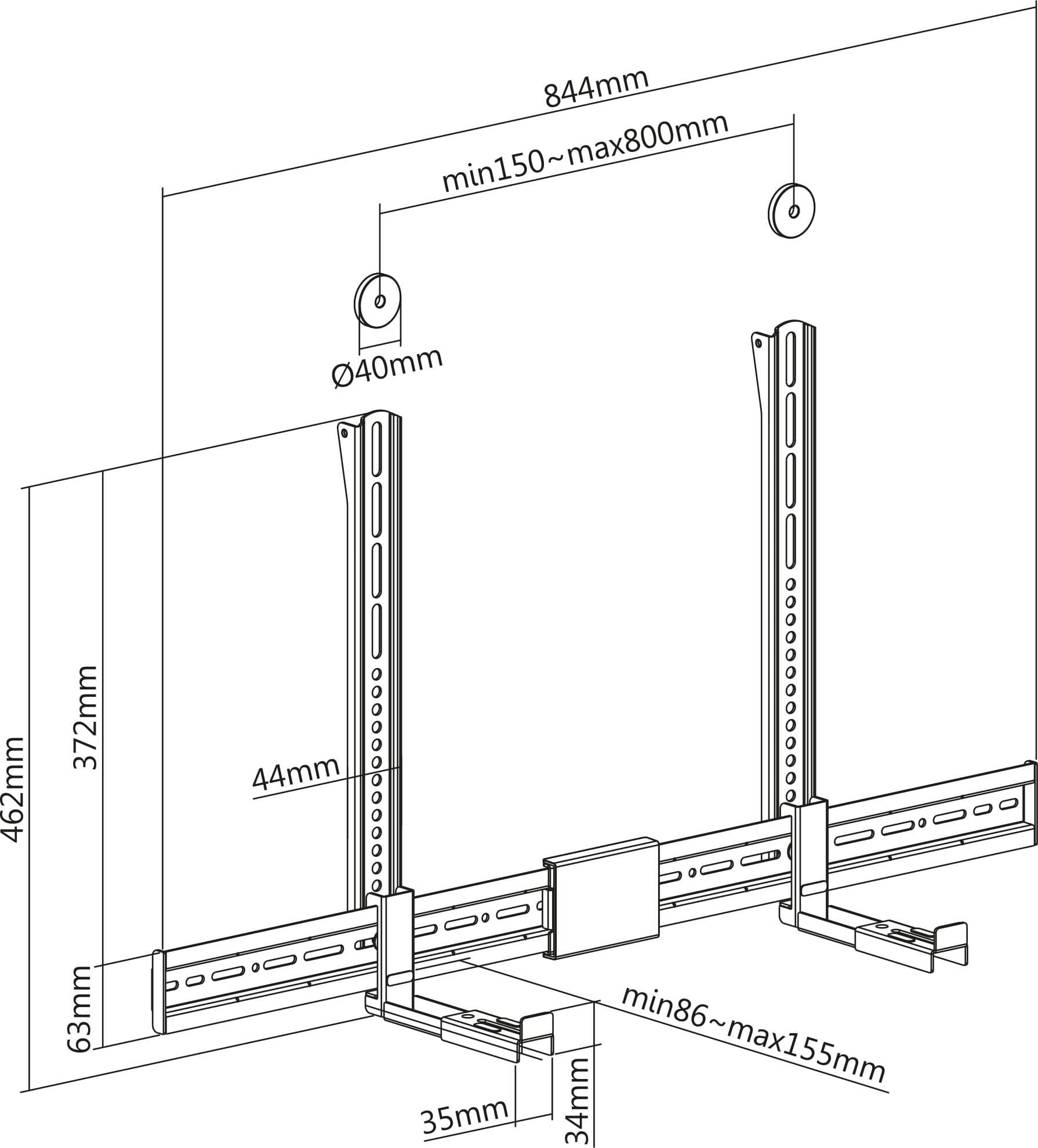 Supporto Universale per Soundbar da Muro Max VESA 800x400 - 22