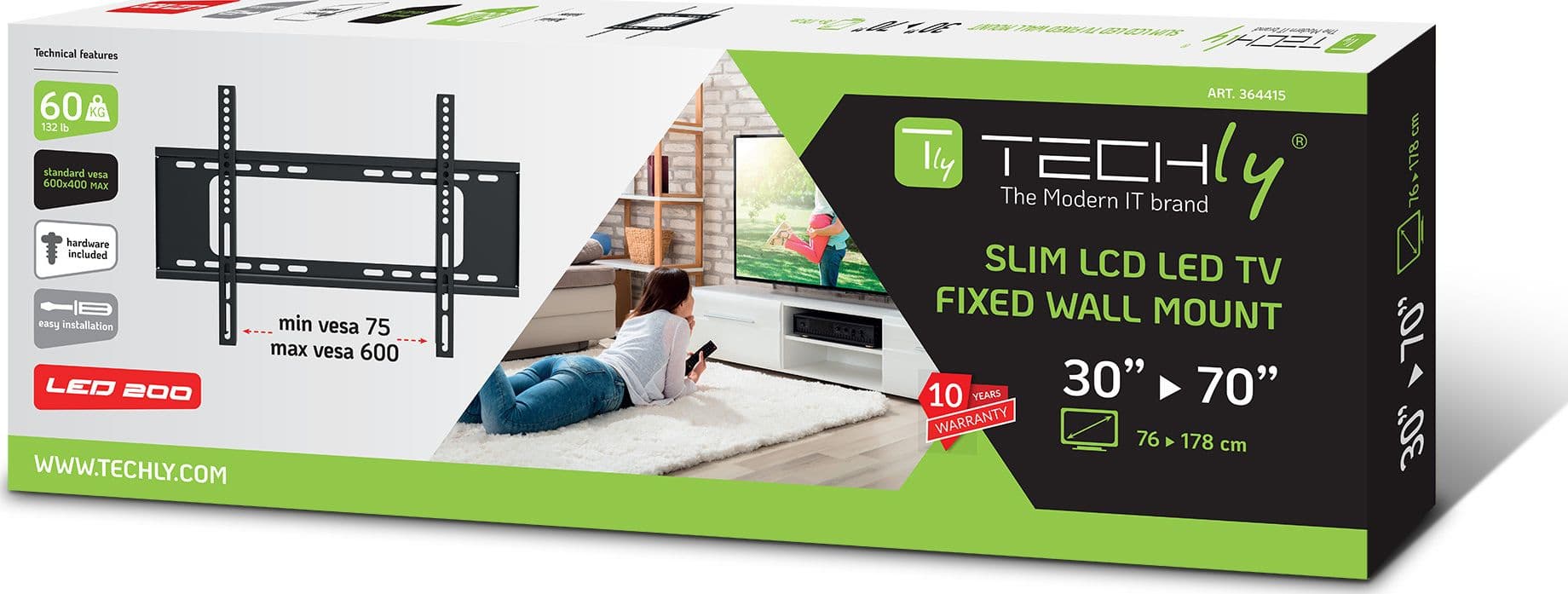 Staffa a Muro Fissa Slim TV LED LCD 30-70'' Nero - 5