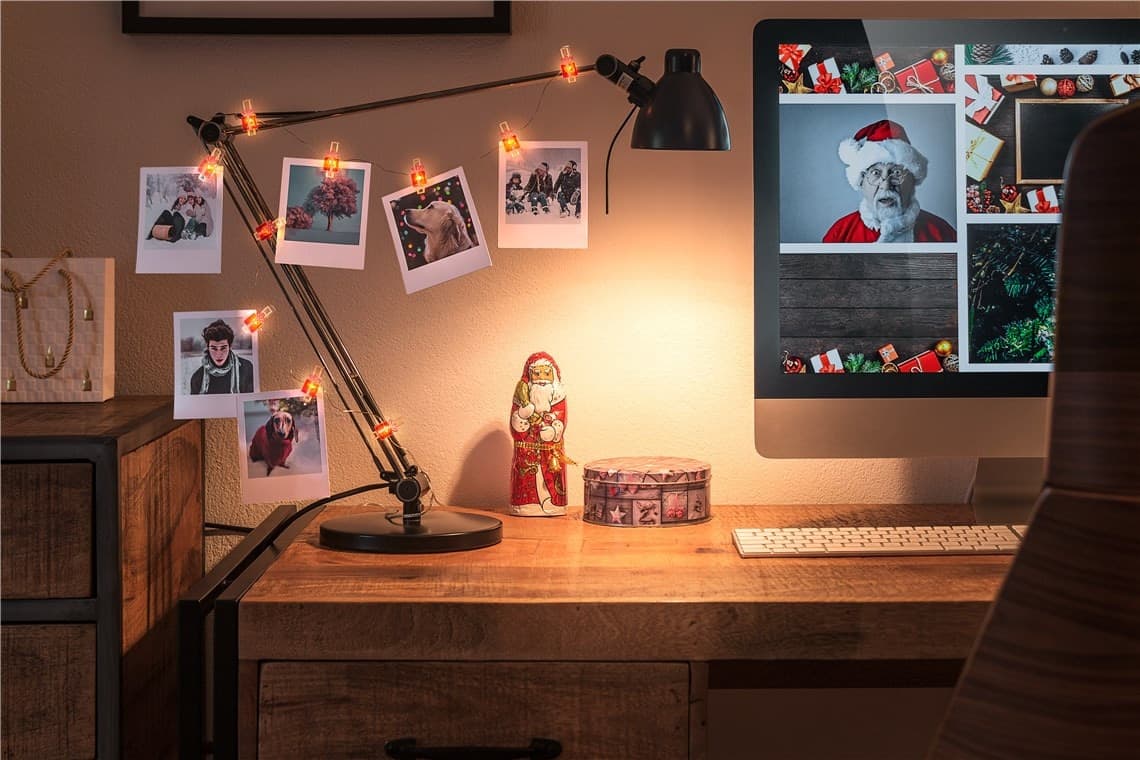 Stringa 10 LED con Clip Pacchetto Regalo per Appendere Foto IP20 con Timer - 7