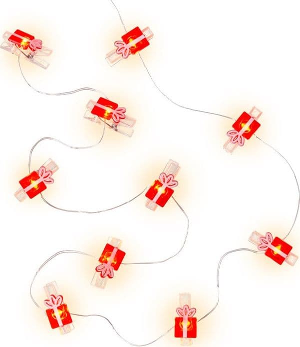 Stringa 10 LED con Clip Pacchetto Regalo per Appendere Foto IP20 con Timer - 8