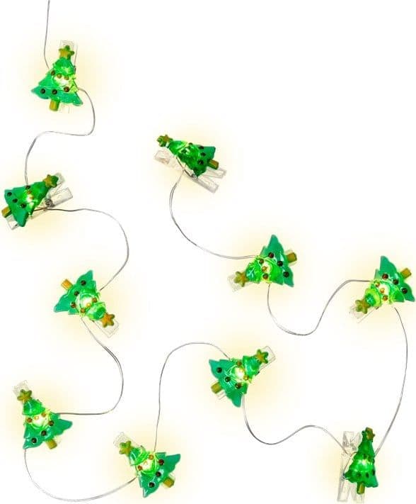 Stringa 10 LED con Clip Albero Natale per Appendere Foto IP20 con Timer - 2