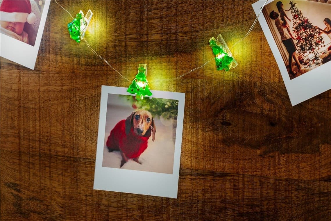 Stringa 10 LED con Clip Albero Natale per Appendere Foto IP20 con Timer - 3