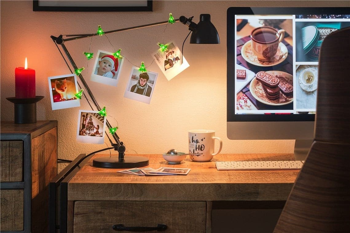 Stringa 10 LED con Clip Albero Natale per Appendere Foto IP20 con Timer - 4