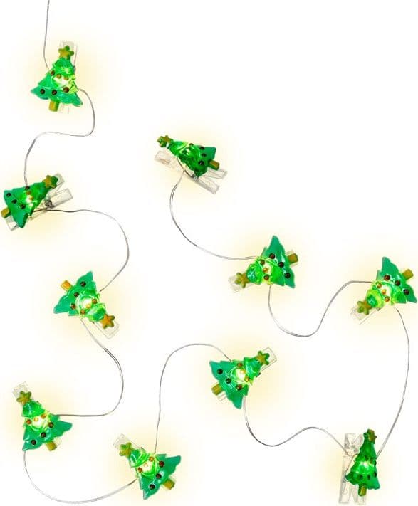 Stringa 10 LED con Clip Albero Natale per Appendere Foto IP20 con Timer - 6