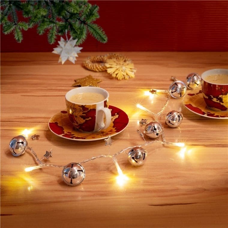 Stringa 10 LED Campanello IP20 Bianco Caldo a Batteria con Timer - 4