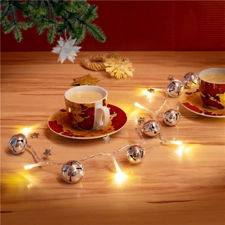 Stringa 10 LED Campanello IP20 Bianco Caldo a Batteria con Timer - 8