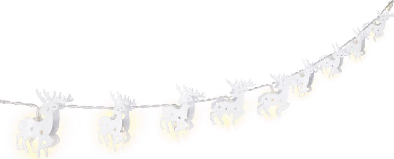 Stringa 10 LED Renna IP20 Bianco Caldo a Batteria con Timer - 4