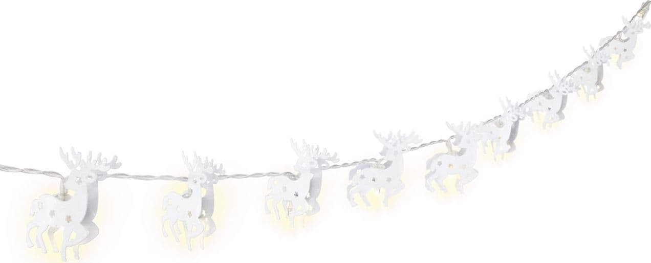 Stringa 10 LED Renna IP20 Bianco Caldo a Batteria con Timer - 6