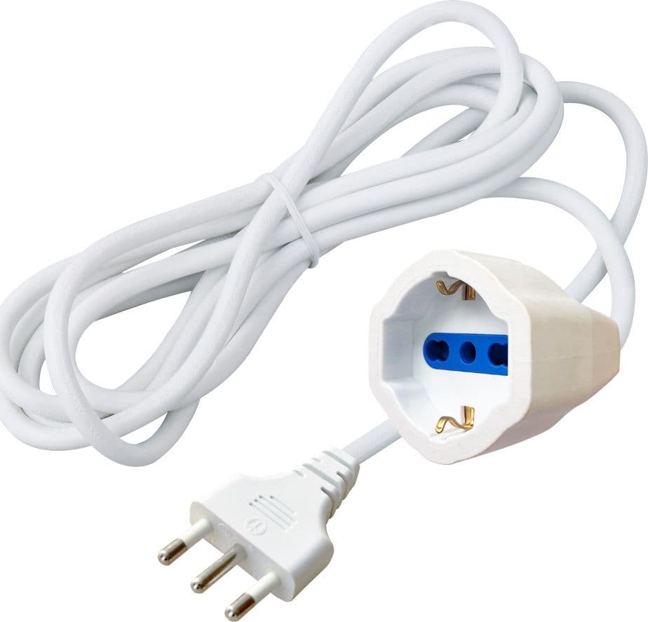 Cavo Prolunga Alimentazione Italiana 16A Maschio / Schuko Femmina 3 metri Bianco - 2
