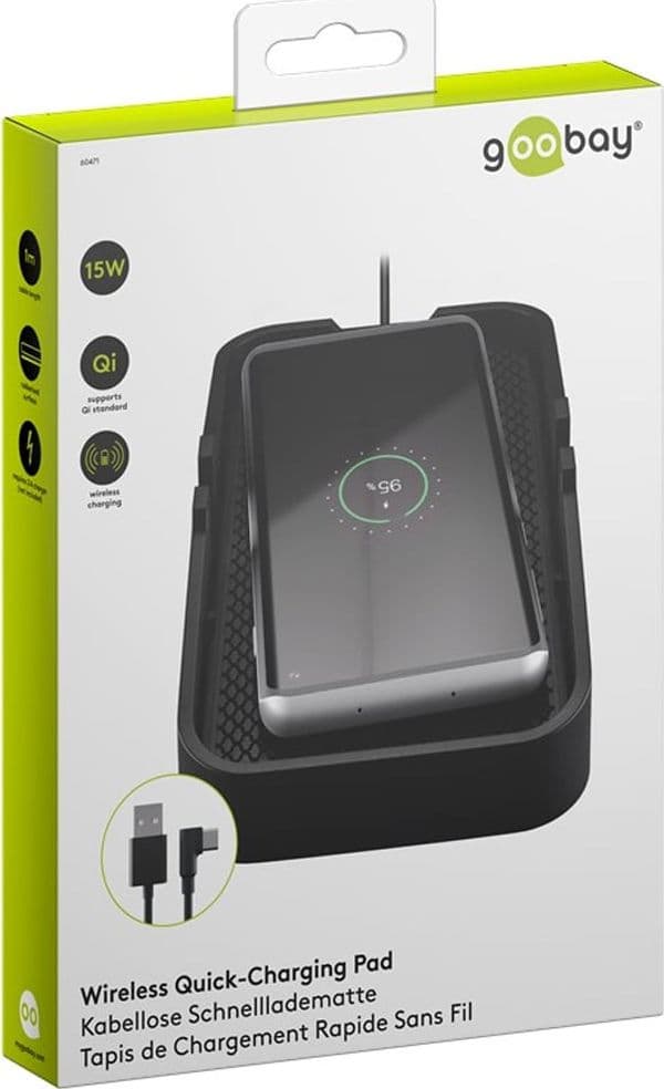Caricatore Smartphone Qi Wireless da Auto 15W Silicone Nero - 13