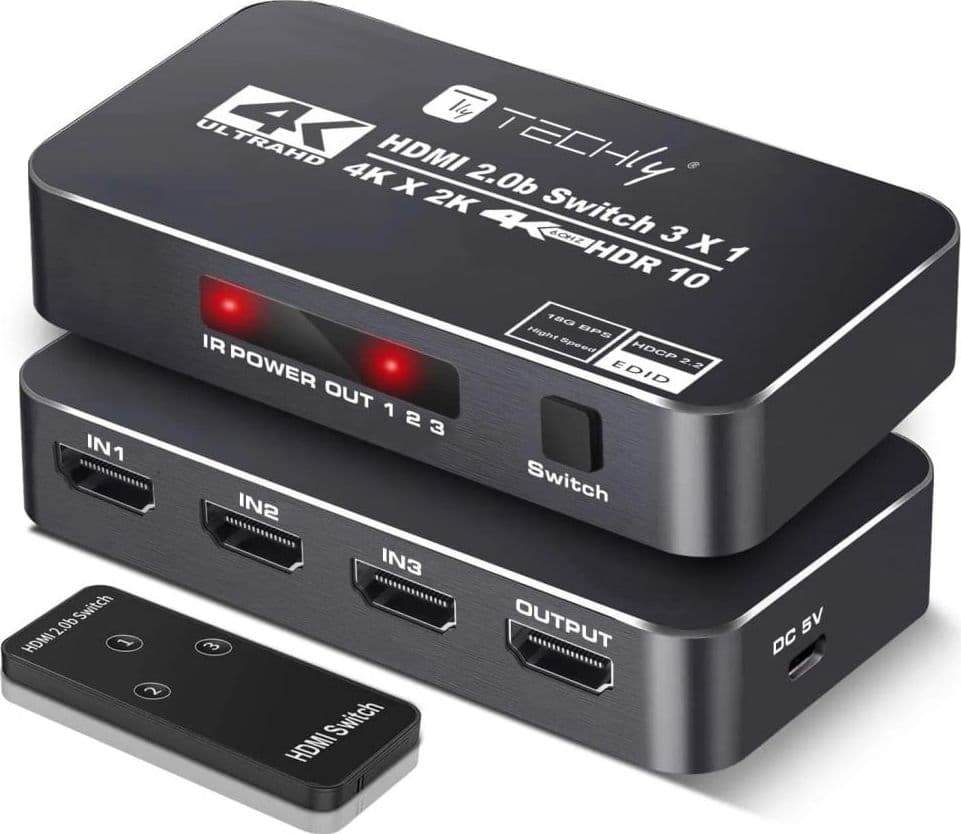 Switch HDMI 2.0b 3in 1out 4K HDR HDCP2.2 con Telecomando - 2