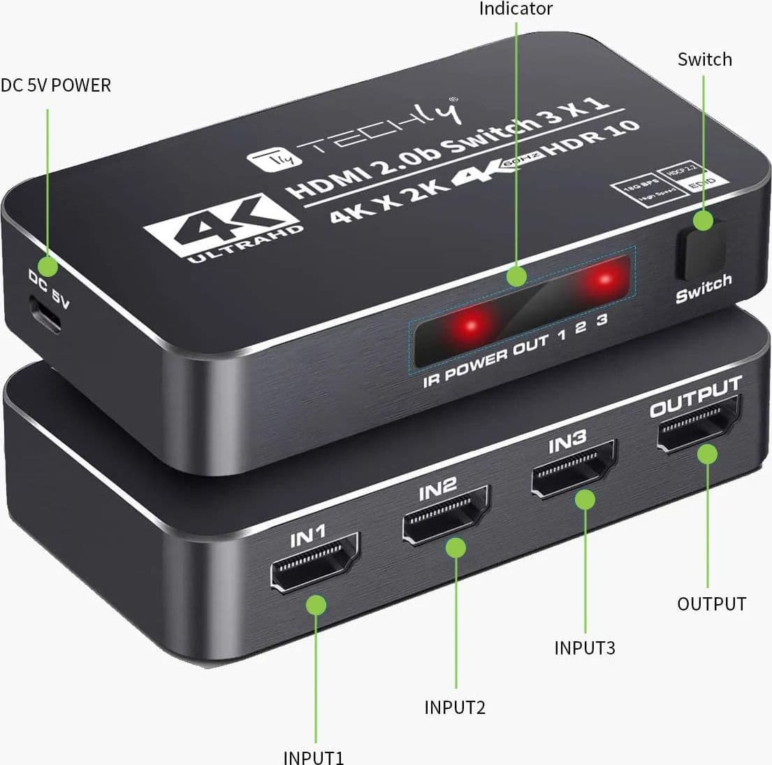 Switch HDMI 2.0b 3in 1out 4K HDR HDCP2.2 con Telecomando - 12