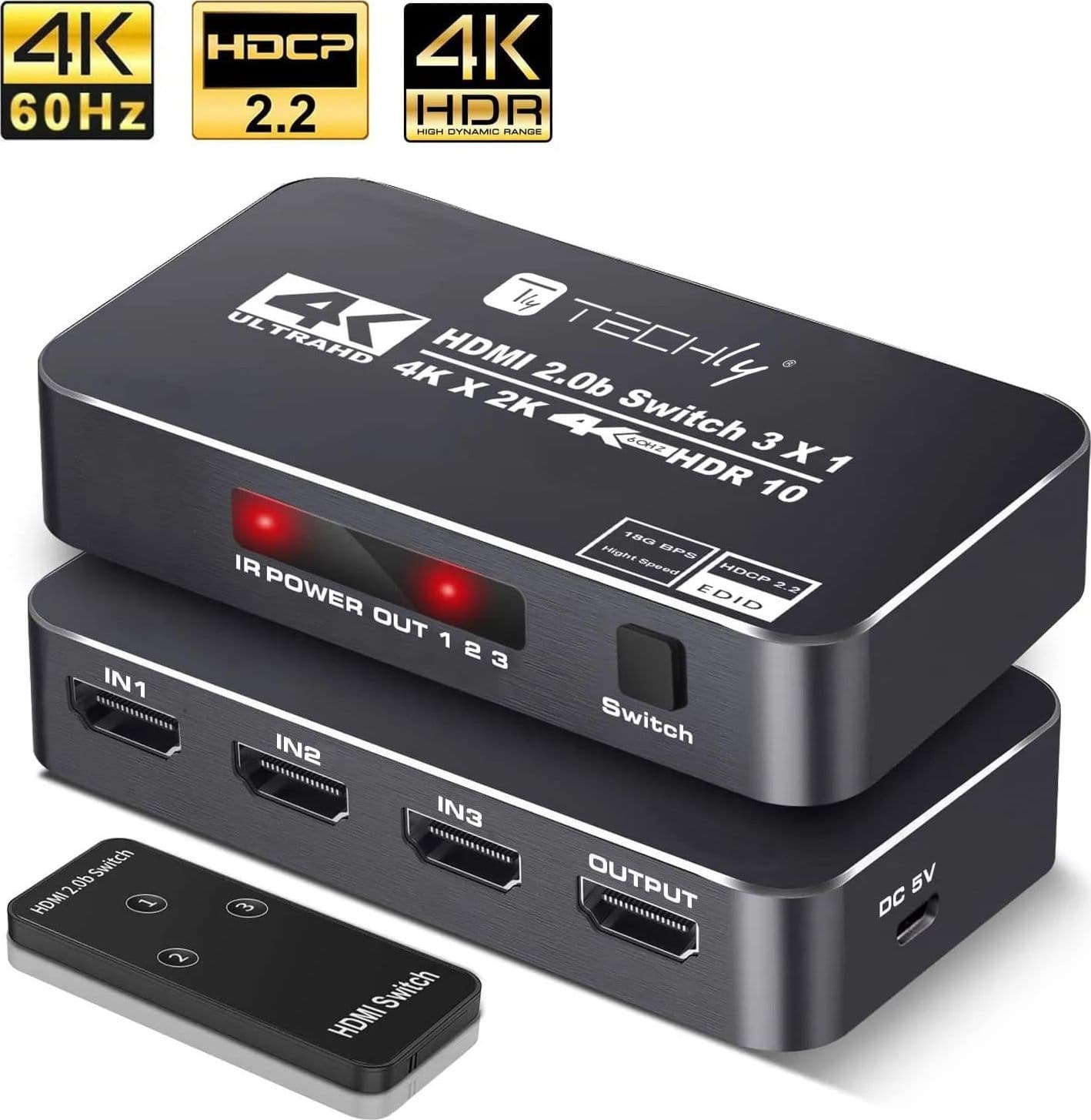 Switch HDMI 2.0b 3in 1out 4K HDR HDCP2.2 con Telecomando - 14