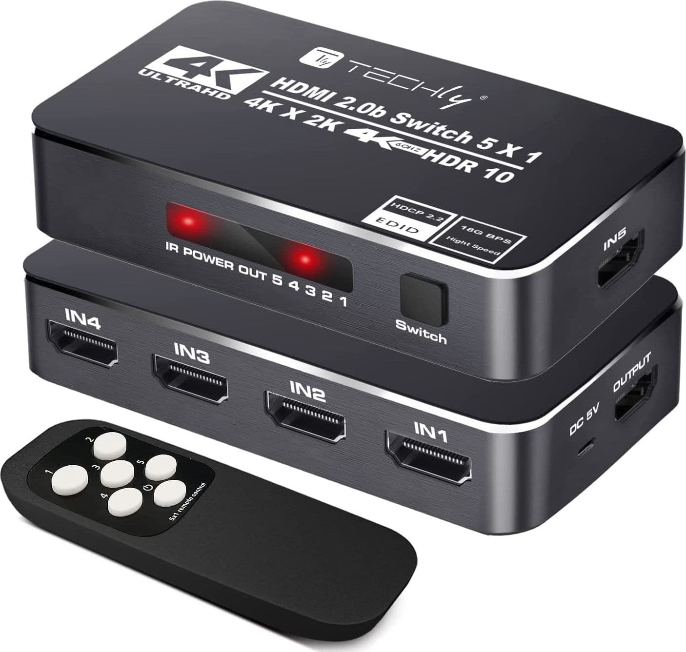 Switch HDMI 2.0b 5in 1out 4K HDR HDCP2.2 con Telecomando - 8