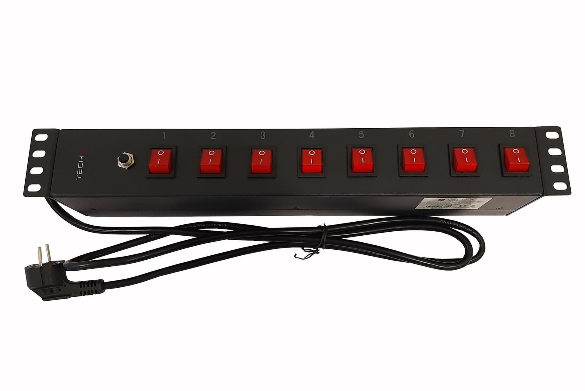 Multipresa a 8 Posti da Rack 19'' con 8 Interruttori Luminosi 1,5U - 3