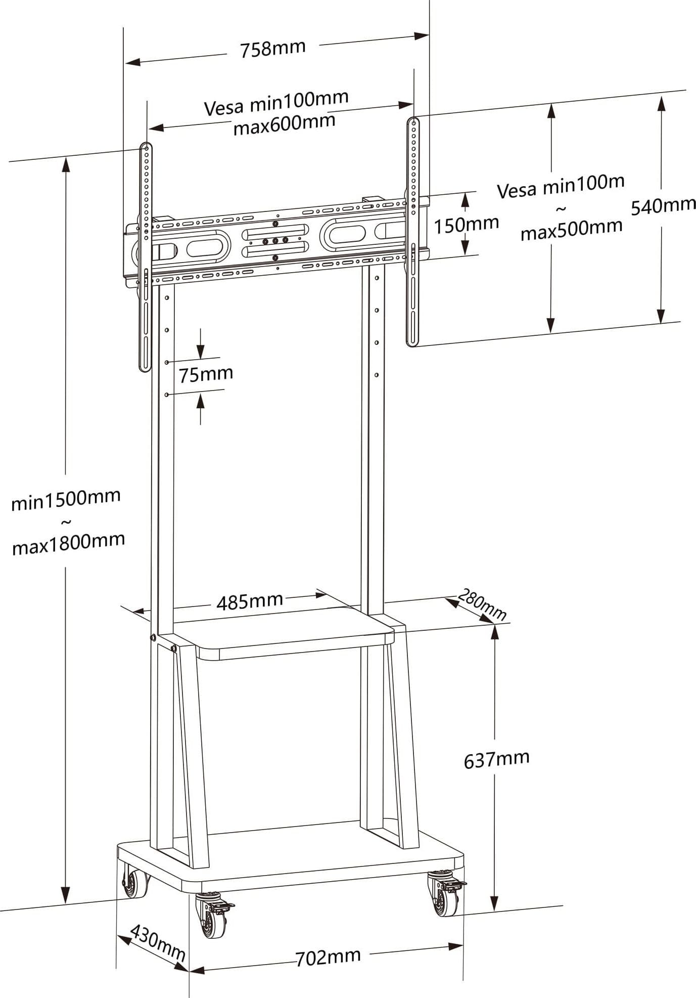 Supporto a Pavimento con Mensola per TV LCD/LED/Plasma 32-70'' - 14