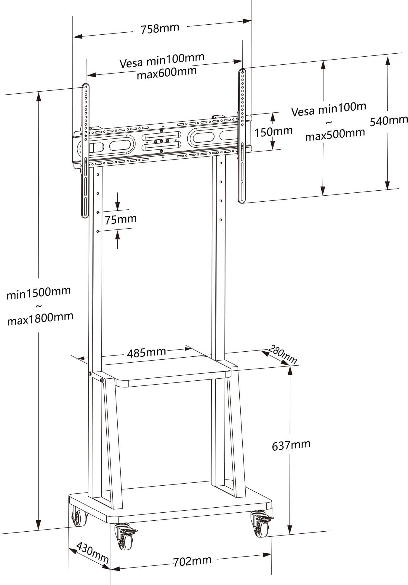 Supporto a Pavimento con Mensola per TV LCD/LED/Plasma 32-70'' - 6