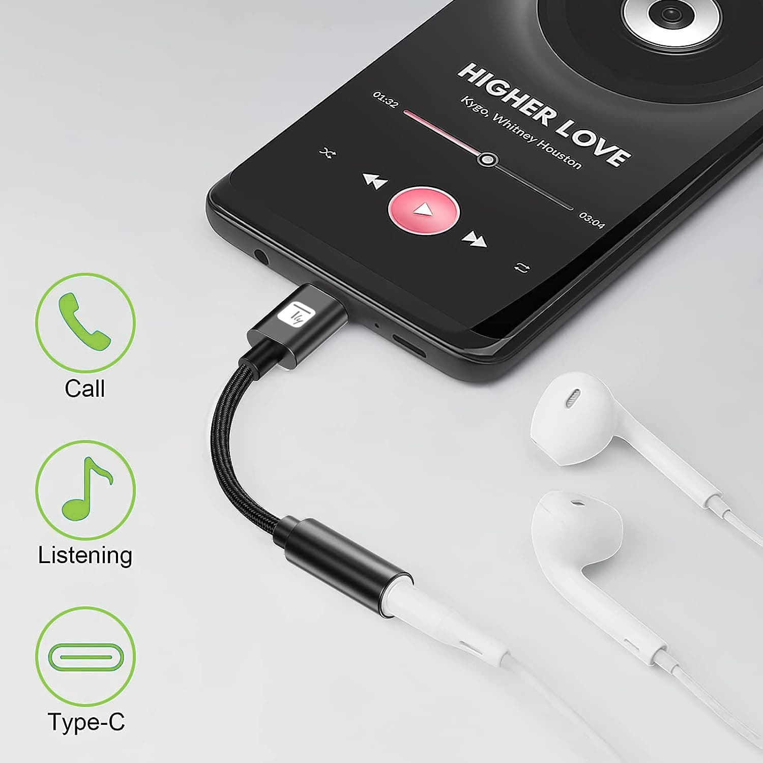 Cavo Adattatore Cuffie da USB-C&trade a Jack Audio 3.5'' Chip DAC - 5