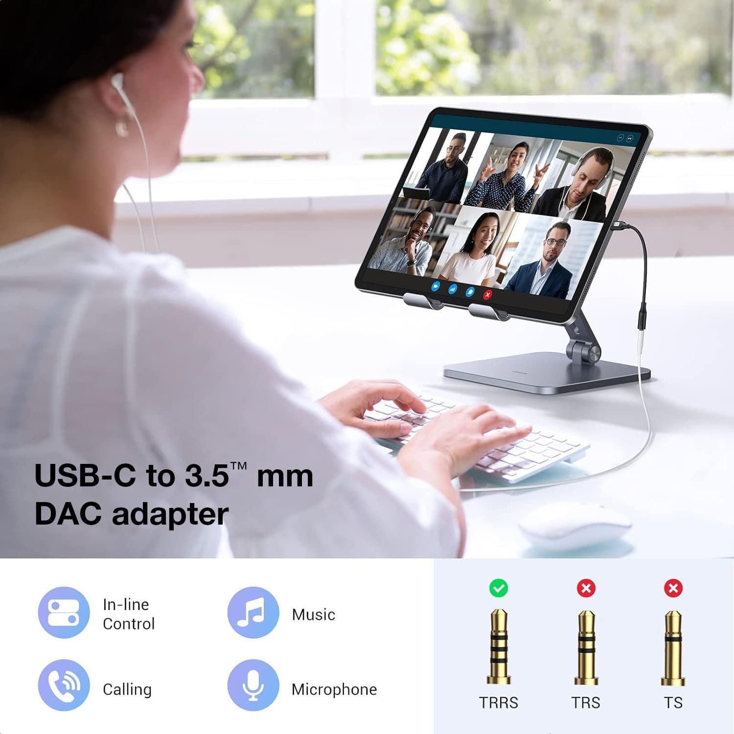Cavo Adattatore Cuffie da USB-C&trade a Jack Audio 3.5'' Chip DAC - 10